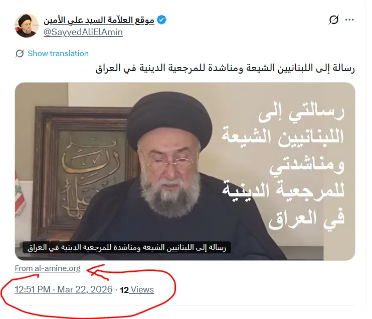God Does Not Live in Tehran: Sheikh Ali al-Amin Speaks to Lebanon's Shia