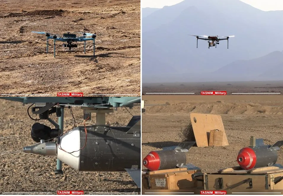 IRGC Unveils Multirotor Bomber Drone Capable of Carrying Bombs and Launching Missiles
